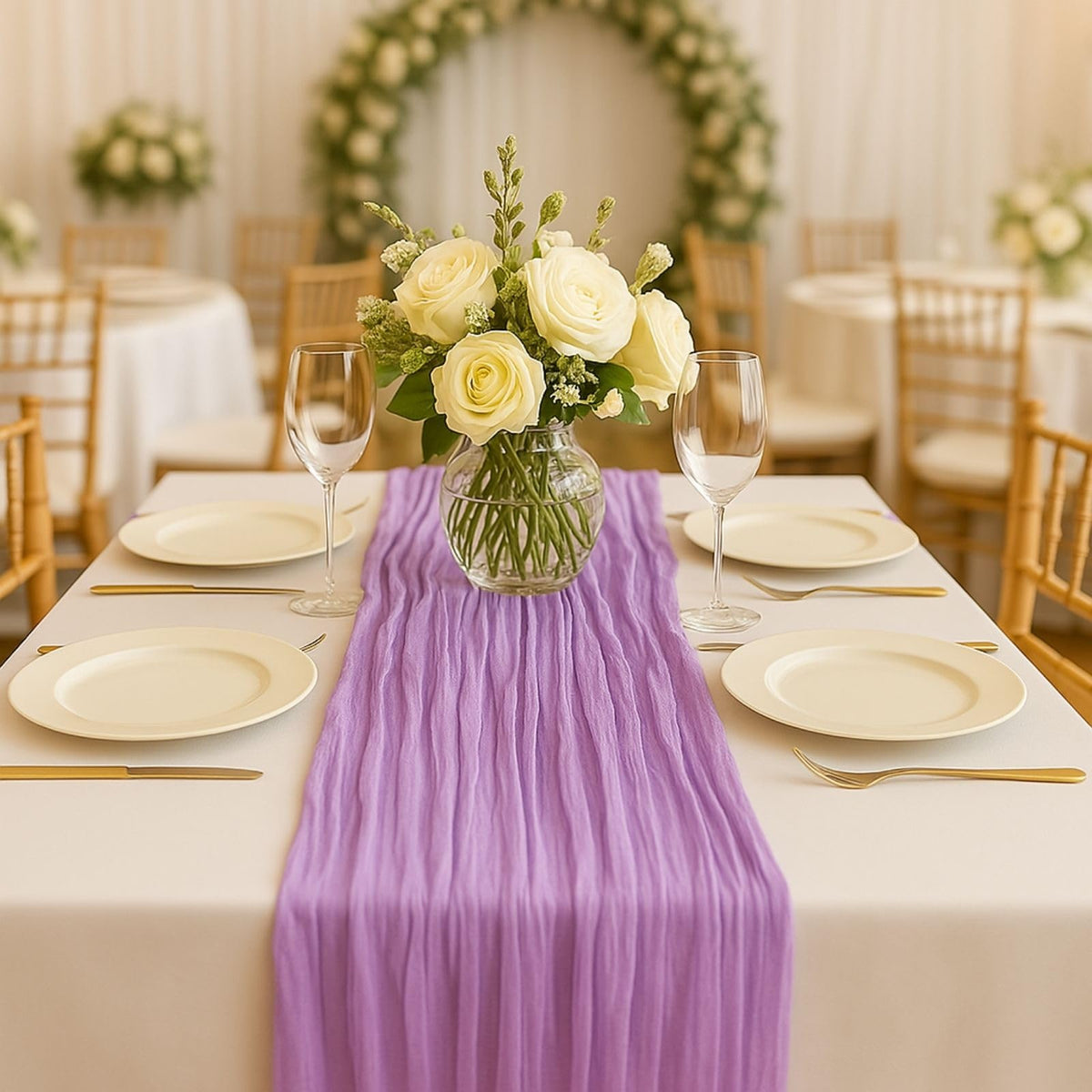 Red Cheesecloth Table Runner, 10 ft Gauze Runner for Wedding Table Decor
