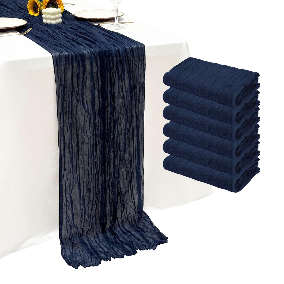 12Pack Dusty Blue Cheesecloth Table Runner 20x120 inch Gauze Table Runner