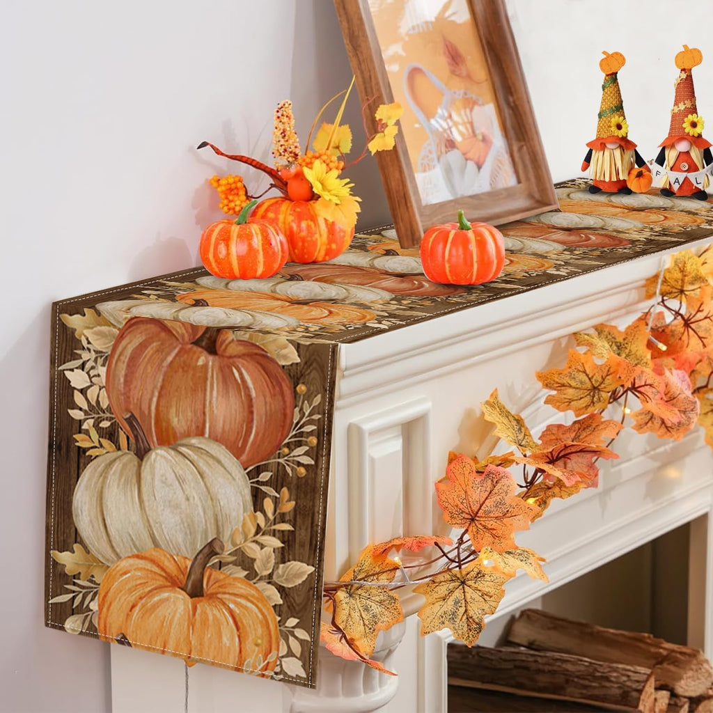 RABUSOFA Fall Table Runner 13x72 Inch Orange Pumpkins Fall Decor for Home