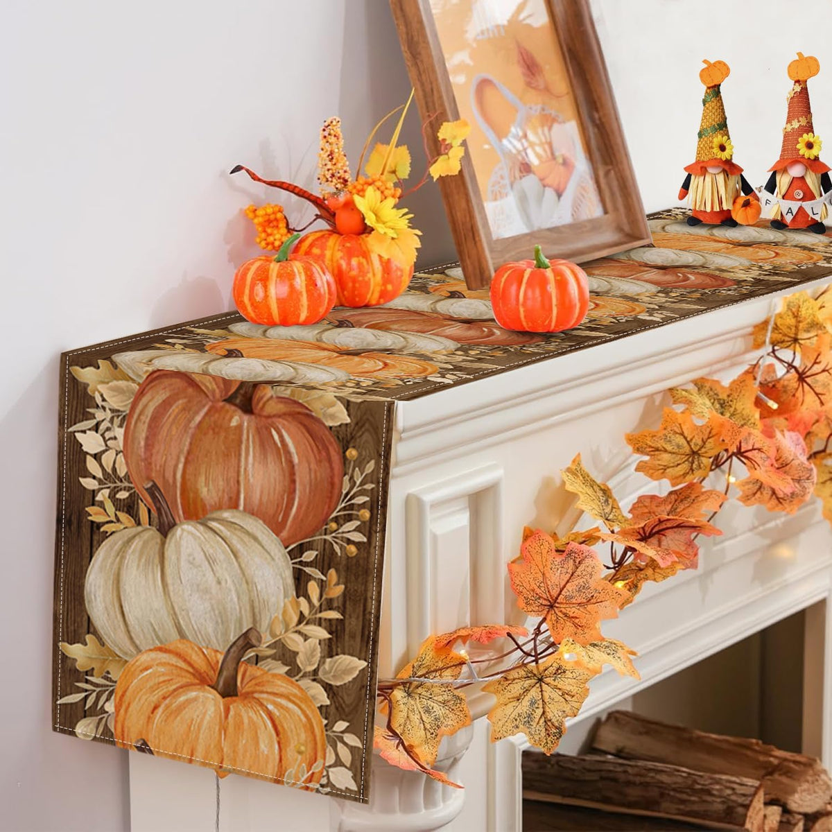 RABUSOFA Fall Table Runner 13x72 Inch Orange Pumpkins Fall Decor for Home