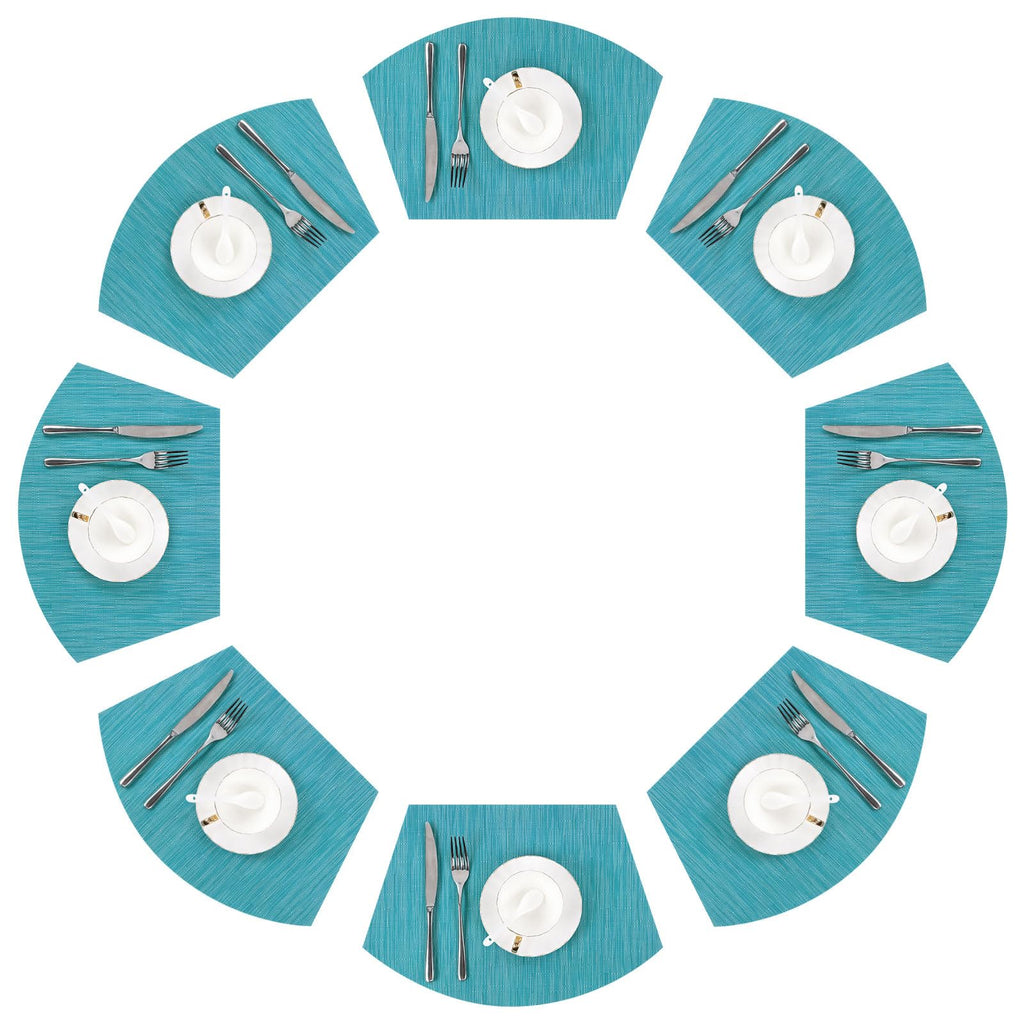 SHACOS Wedge Shape Placemats Set of 4 Woven Vinyl Placemat for Round Table