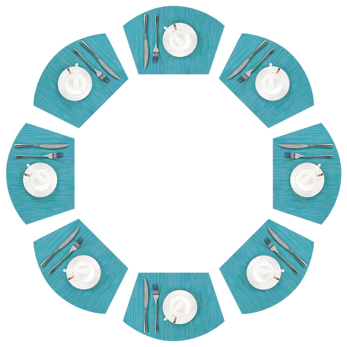 SHACOS Wedge Shape Placemats Set of 4 Woven Vinyl Placemat for Round Table