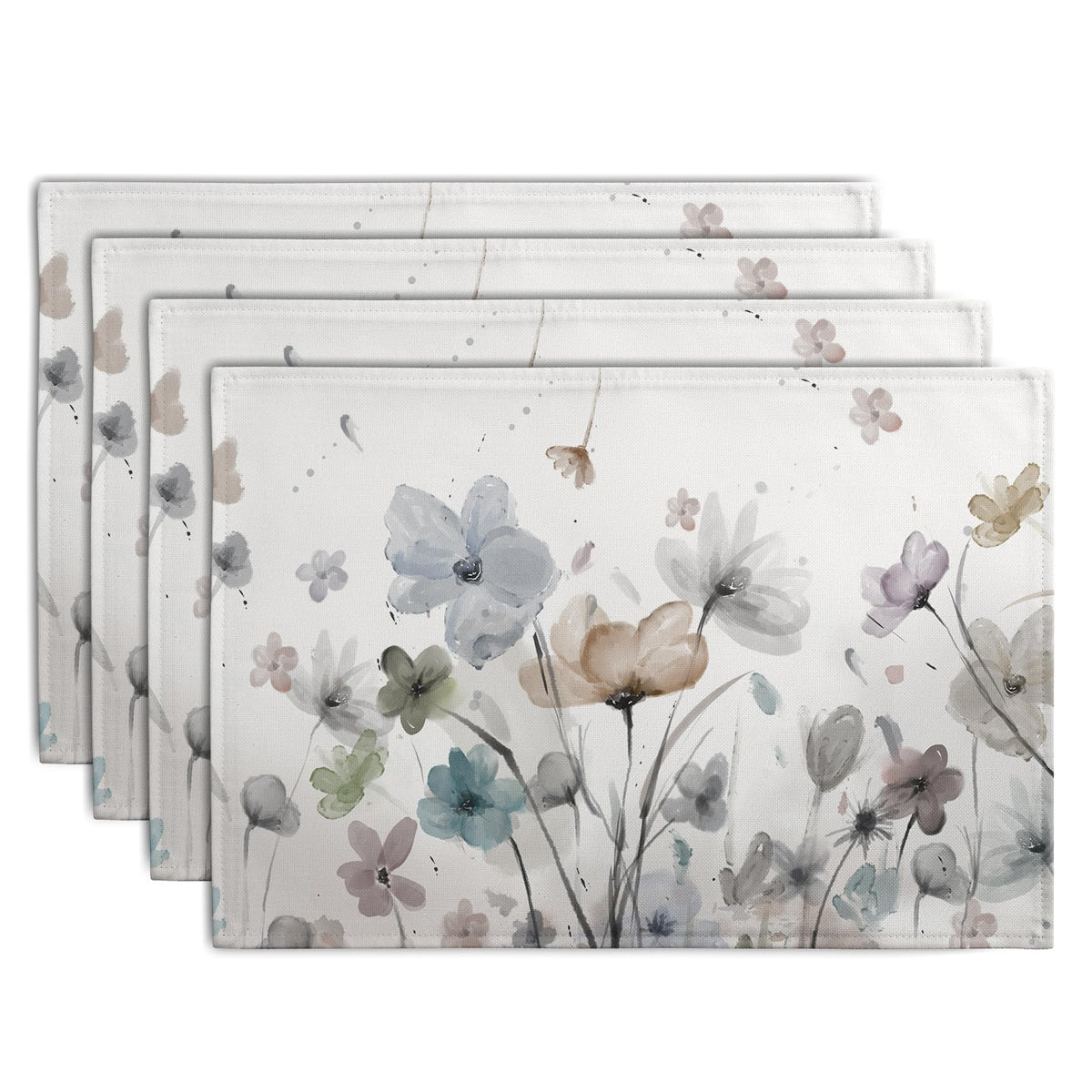 Rustic Daisy Placemats Set of 4 Vintage Flower Vases Wood Grain Linen Table Mats 12x18 Inch Summer Floral Wooden Board Farmhouse Washable Place Mat for Party Kitchen Dining Outdoor Indoor Decor