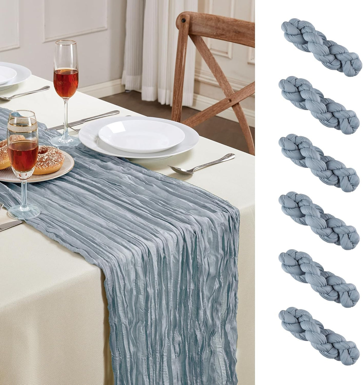 6 Pack White Cheesecloth Table Runner 35×120Inch Fall Boho Gauze Home Decor