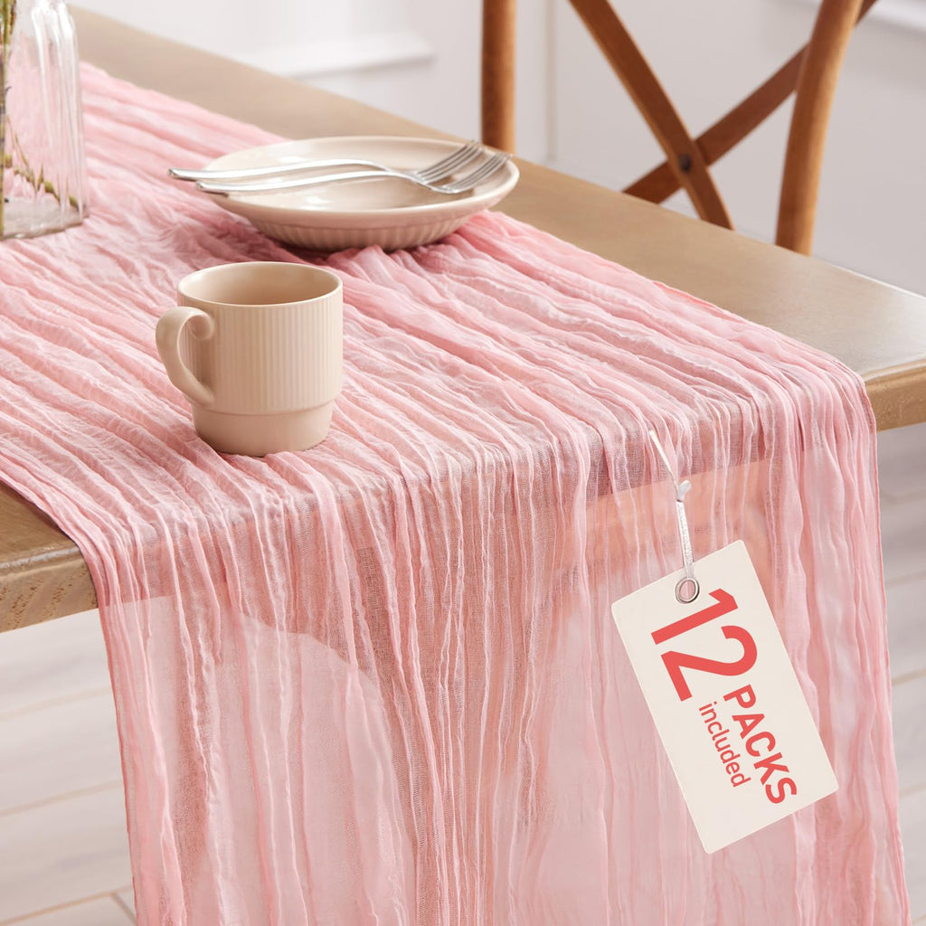 Pureegg 2 Pack Cheesecloth Table Runner 120 Inch Dusty Blue