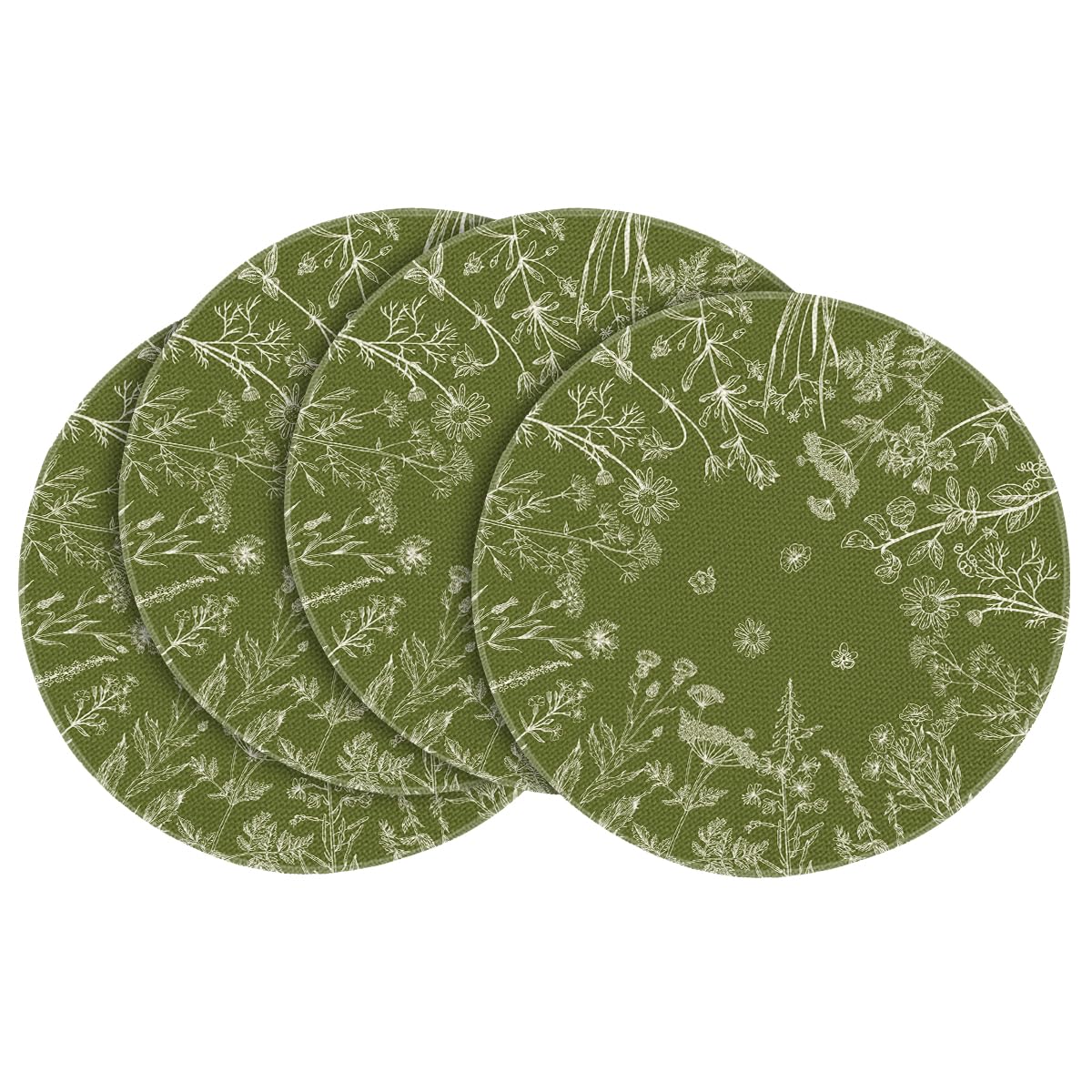 Artoid Mode Antique Herbs and Wild Flowers Summer Placemats Set of 4, 12x18 Inch Seasonal Wildflower Spring Table Mats for Party Kitchen Dining Decoration