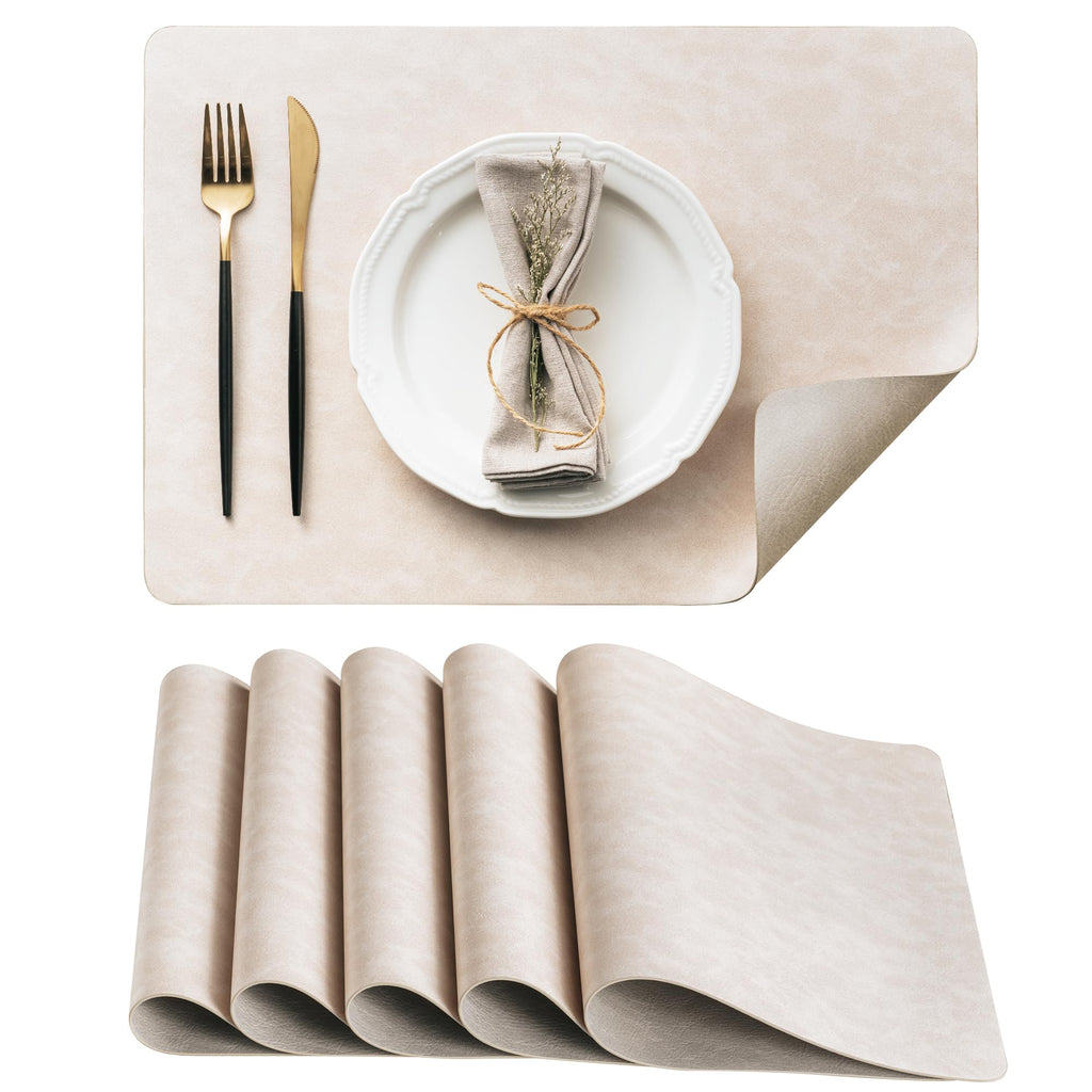 DOLOPL Placemats Set of 8, Reversible Dual-Color Faux Leather Place Mats