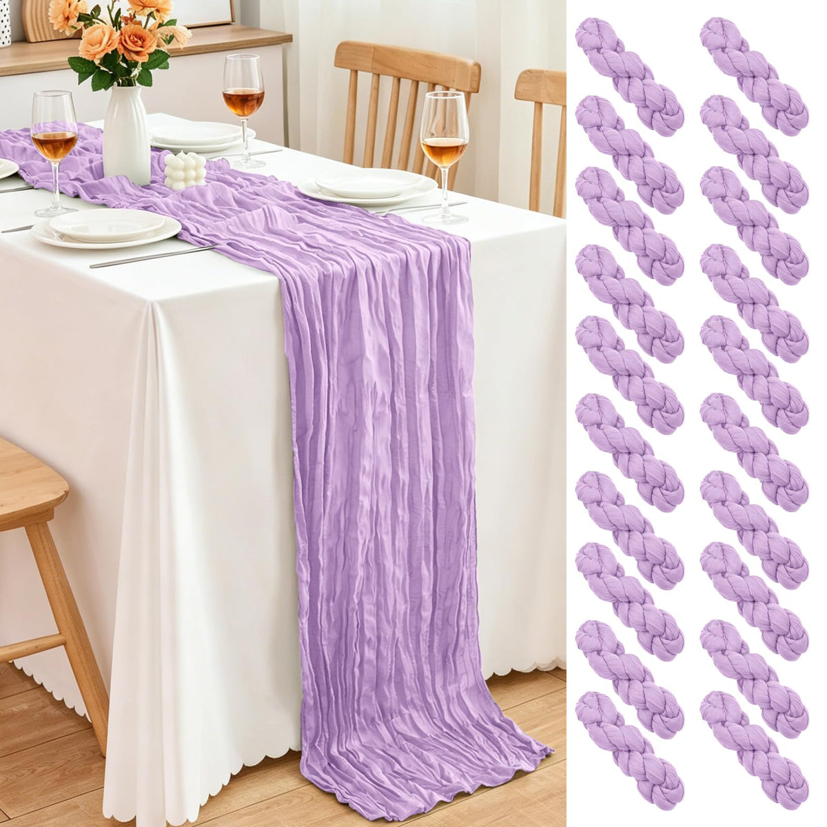 10 Pack Dusty Blue Cheesecloth Table Runner, 17x108 Inch Semi Sheer Boho Gauze Cheese Cloth Fabric Table Runners for Wedding Party Baby Shower Birthday Garden Farmhouse Table Decor