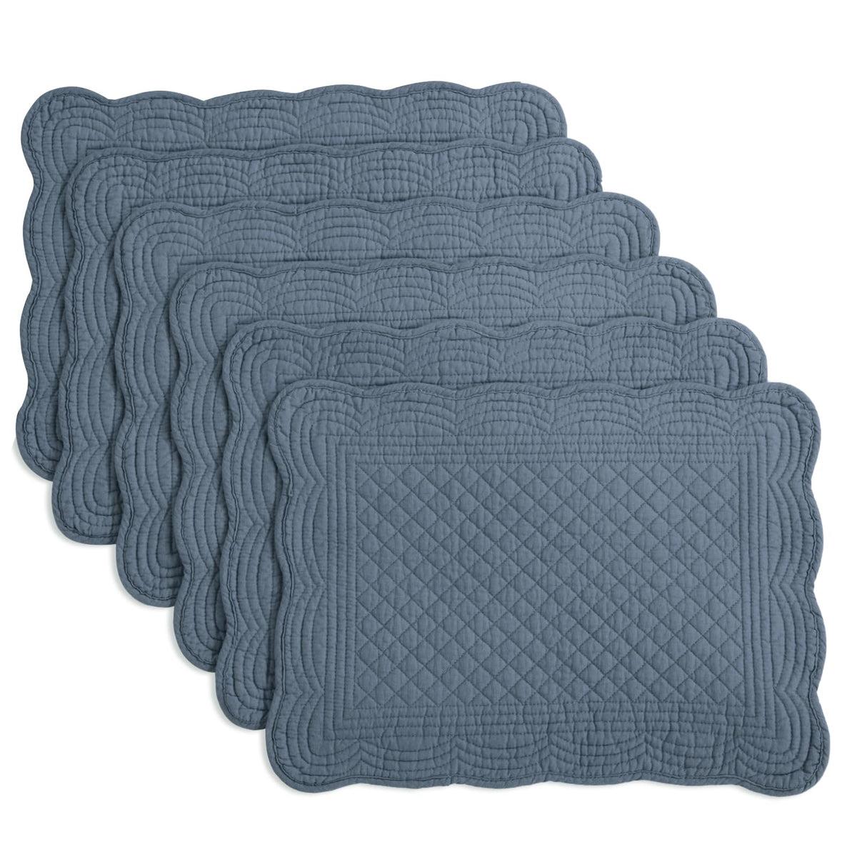 HOMBYS Quilted Placemats Set of 6 Washable-13x18 inches Rectangular Placemats for Kitchen Table-100% Cotton Fabric Rectangular Table Mats, (Emerald Green)
