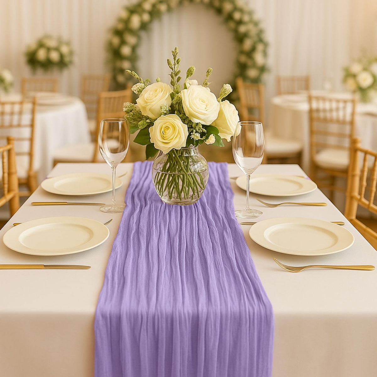 Red Cheesecloth Table Runner, 10 ft Gauze Runner for Wedding Table Decor