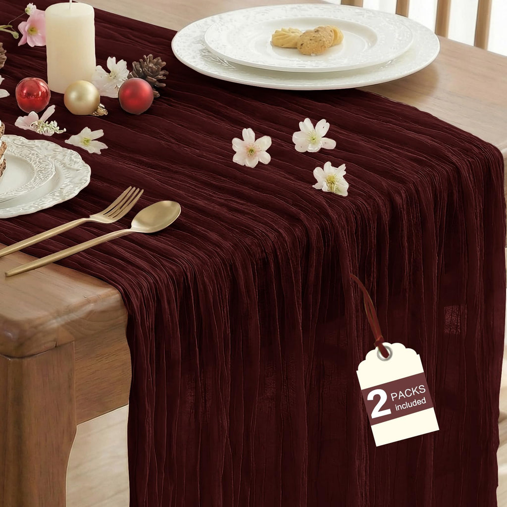 2 Pack Fall Table Runner Terracotta Cheesecloth for Home Thanksgiving Party