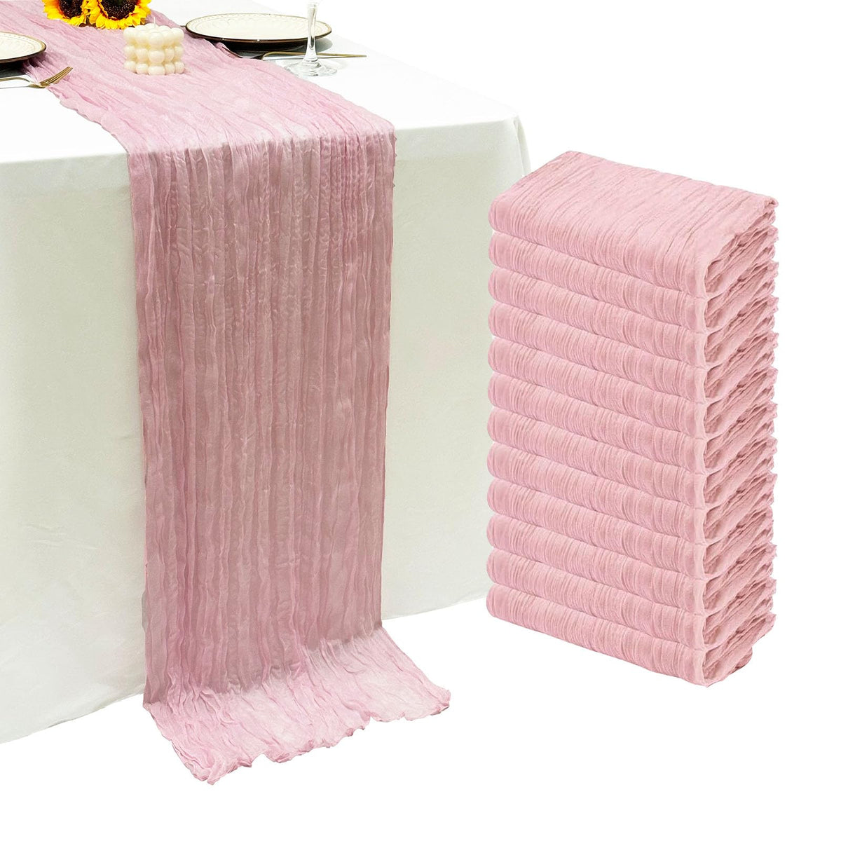 12Pack Dusty Blue Cheesecloth Table Runner 20x120 inch Gauze Table Runner