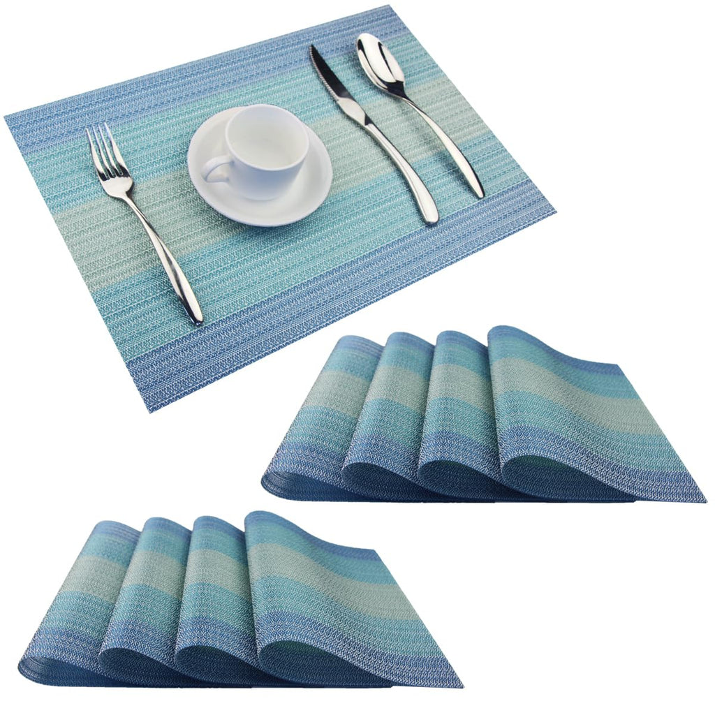 PIGCHCY Placemats,Durable Placemats for Dining Table,Washable Woven Vinyl Kitchen Placemats Set of 4 (Brown)