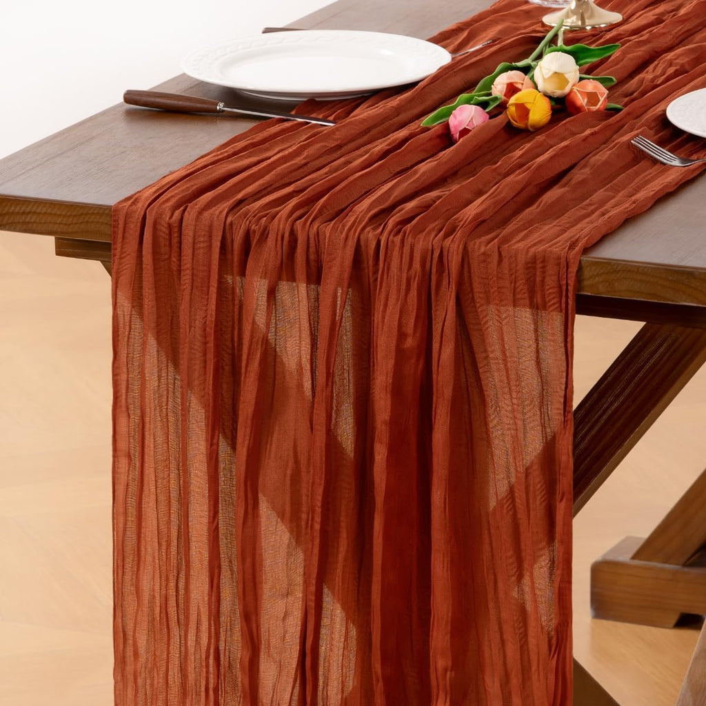 6 Pack Champagne Gold Cheesecloth Table Runner Fall Wrinkled Runner