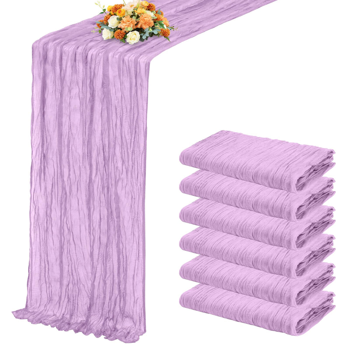 3 Pack Light Pink Table Runner 17x108 Inch Cheesecloth Table Runner Boho Gauze Table Runners Romantic Rustic Sheer Fabric Cheese Cloth Table Runners for Wedding Party Baby Shower Birthday Home Decor