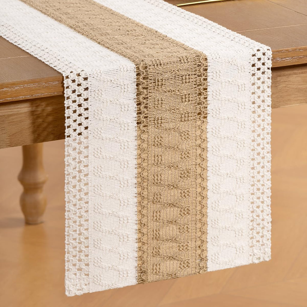 Boho Table Runner Fall Farmhouse Rustic Dining Dresser Scarf Home Decor