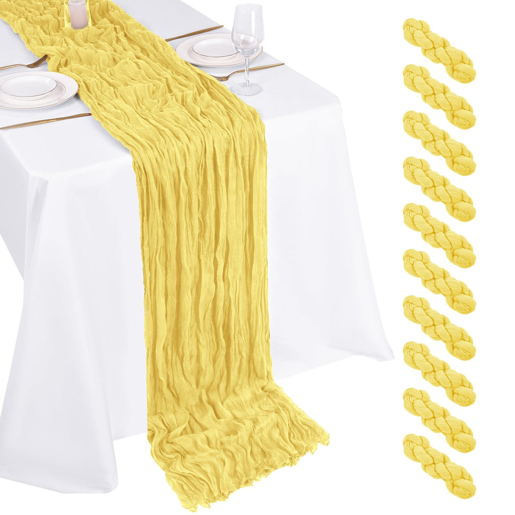 10 Pack Ivory Cheesecloth Table Runner 17x108 Inch Boho Gauze Cheese Cloth Table Runners for Wedding Party Baby Shower Birthday Home Decor