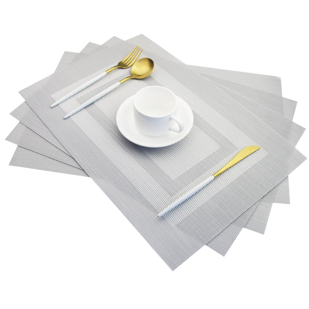 PIGCHCY Placemats,Durable Placemats for Dining Table,Washable Woven Vinyl Kitchen Placemats Set of 4 (Brown)