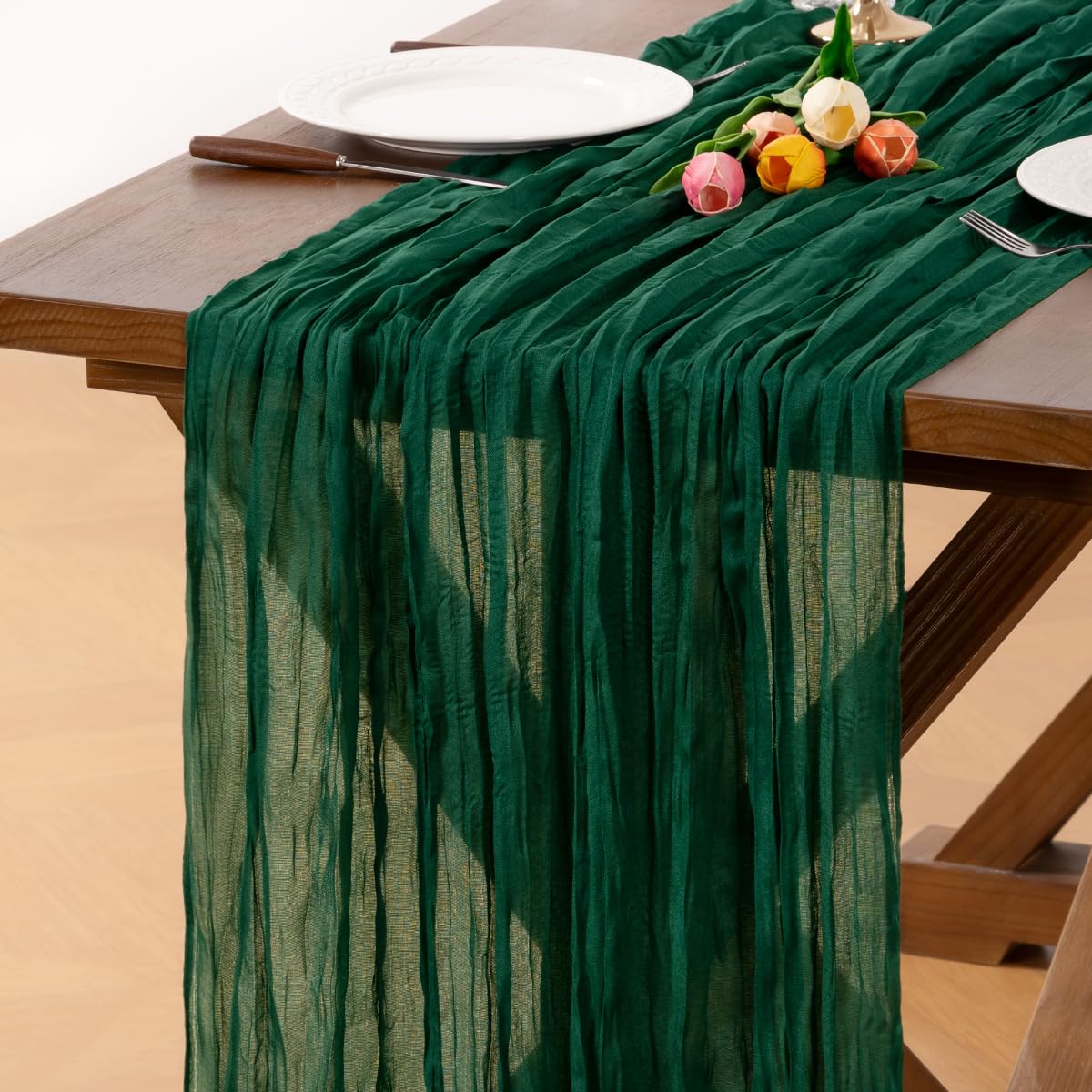 6 Pack Champagne Gold Cheesecloth Table Runner Fall Wrinkled Runner