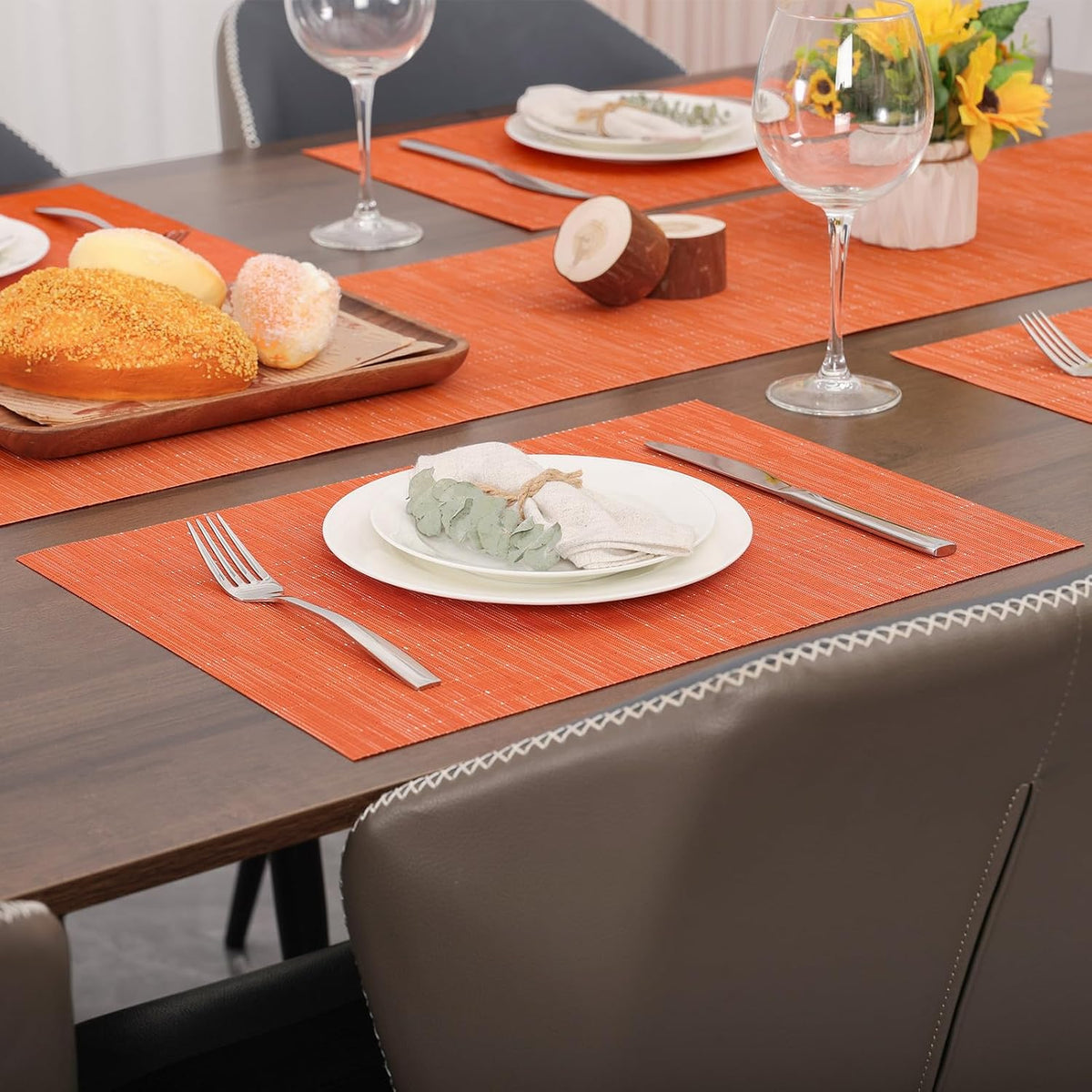 Myir JUN Orange Placemats Set of 8 for Dining Table Thanksgiving Placemats