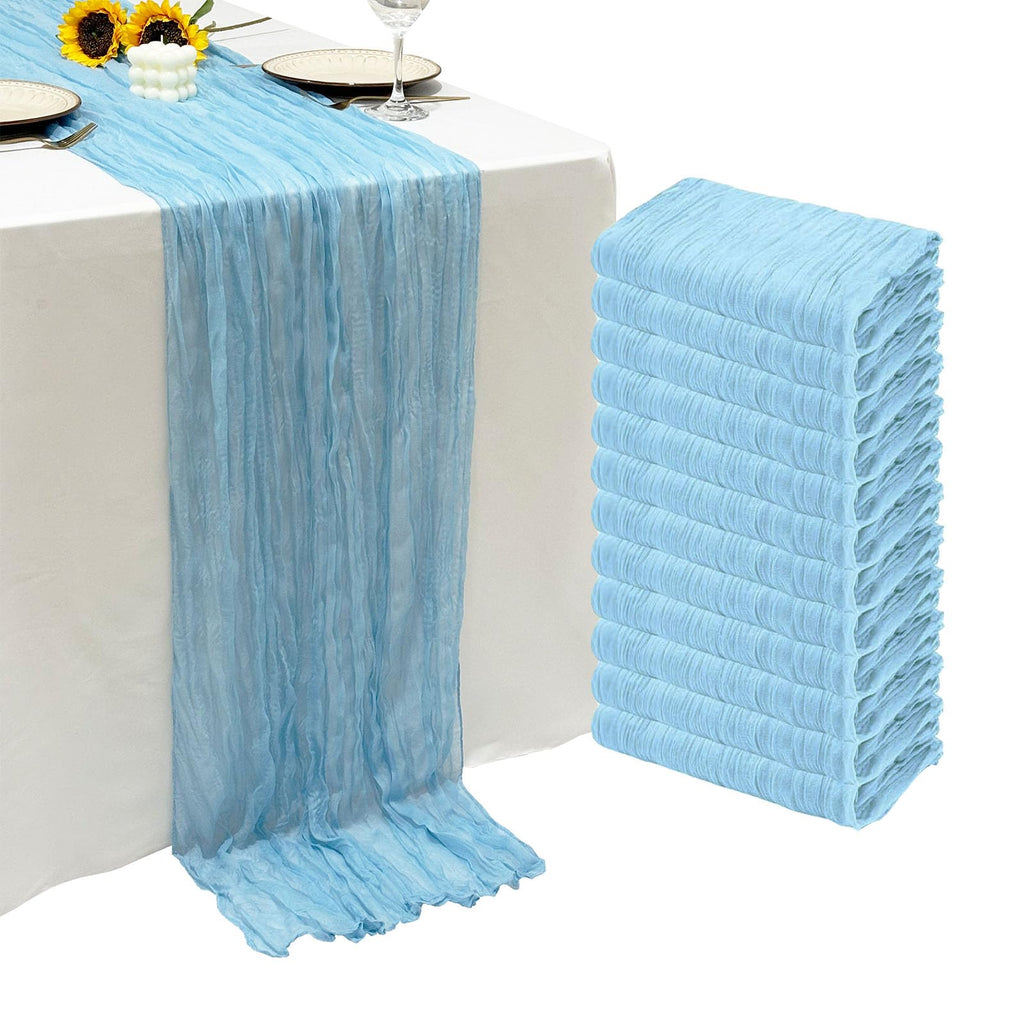 12Pack Dusty Blue Cheesecloth Table Runner 20x120 inch Gauze Table Runner