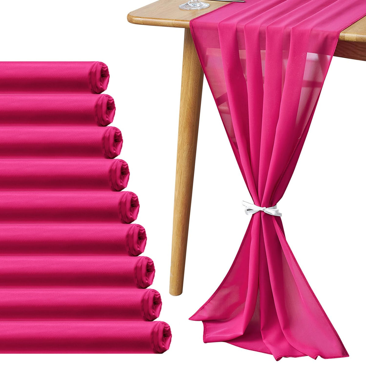 Pufogu 5 Pack 10Ft Light Yellow Chiffon Table Runner Sheer 29x120 Inch