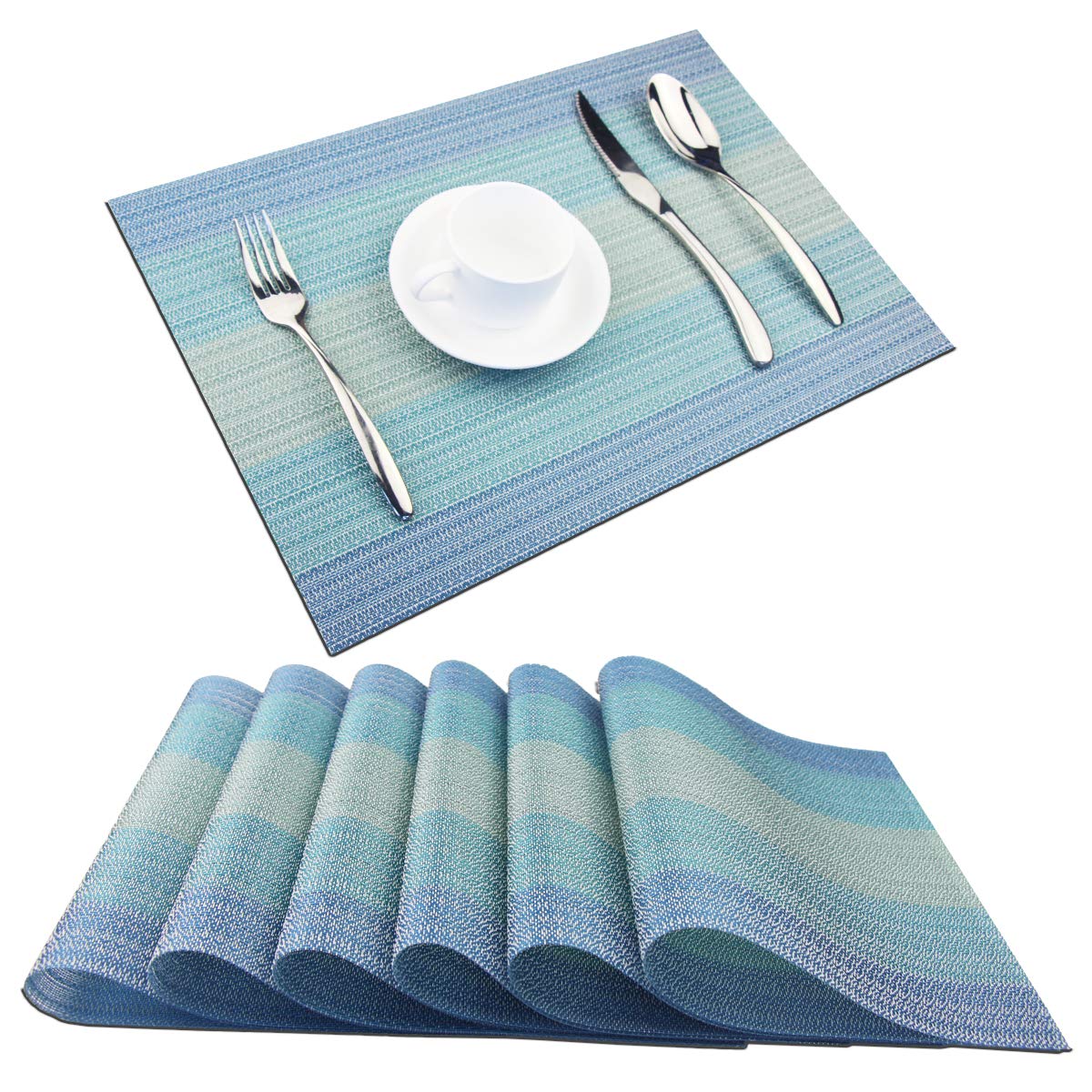 PIGCHCY Placemats,Durable Placemats for Dining Table,Washable Woven Vinyl Kitchen Placemats Set of 4 (Brown)