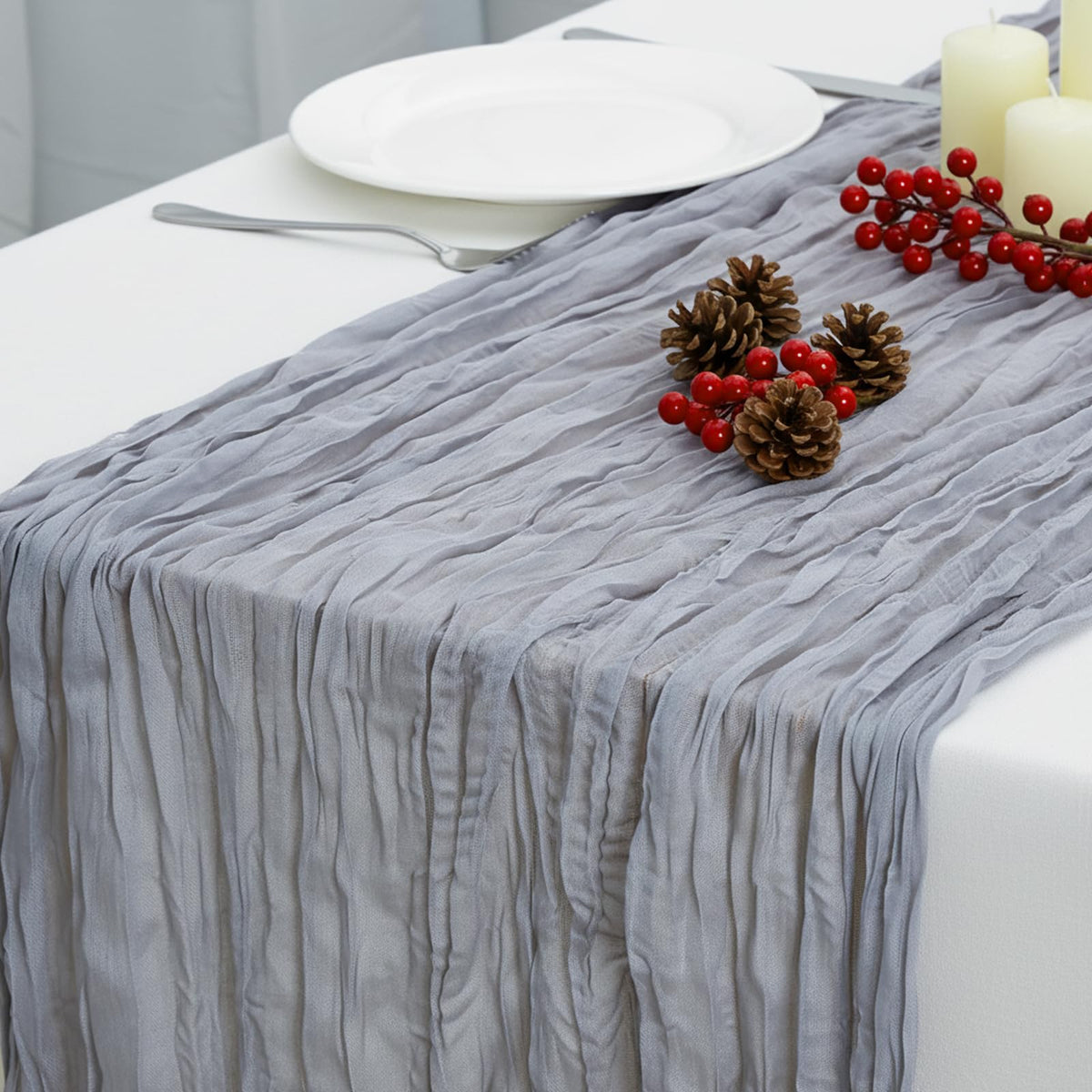 3 Pack Sage Green Cheesecloth Table Runner 120 Inch Boho Wedding Decor