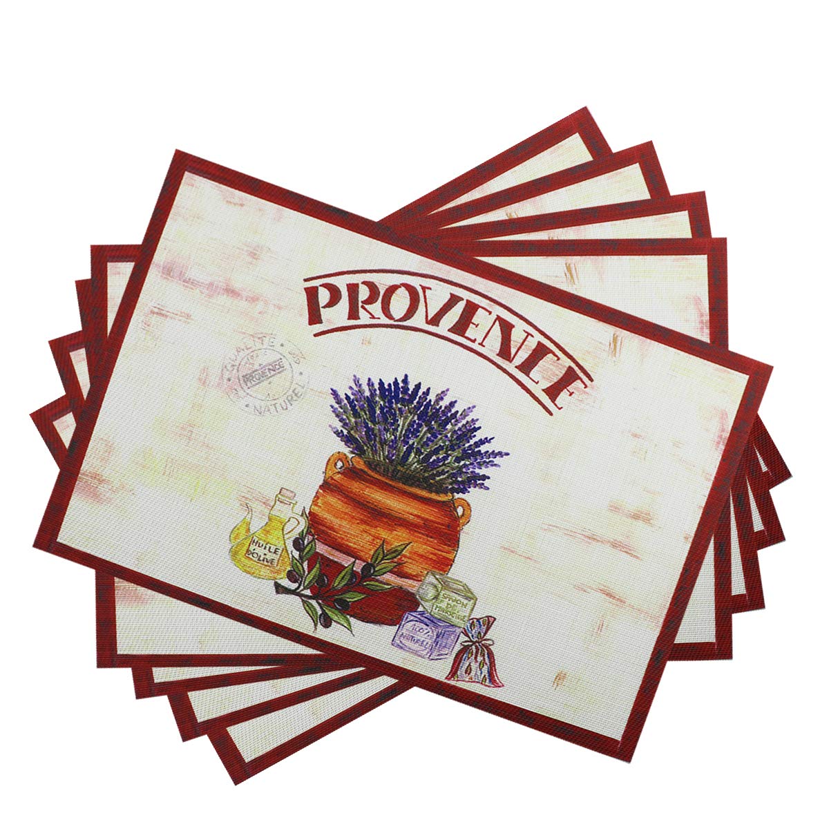 Place Mats PVC Set of 6, Table Placemats Set of 6 PVC Woven Vinyl Place Mats Table Mats Natural Color (6 pcs, Silver Tree)