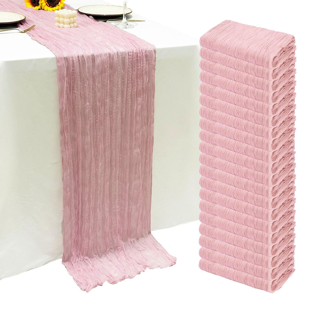 12Pack Dusty Blue Cheesecloth Table Runner 20x120 inch Gauze Table Runner