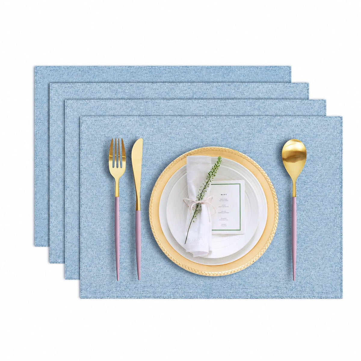 Cloth Placemats Set of 6, Cotton Linen Blend Machine Washable Durable Linen Table Mats, Heat Resistant Placemats Wrinkle Free Place Mats for Dining Table, Easy to Clean (Navy Blue, 6)