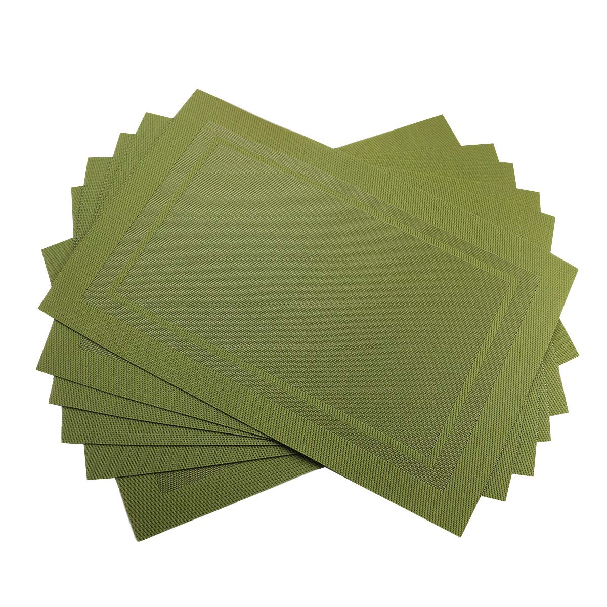 Place Mats PVC Set of 6, Table Placemats Set of 6 PVC Woven Vinyl Place Mats Table Mats Natural Color (6 pcs, Silver Tree)