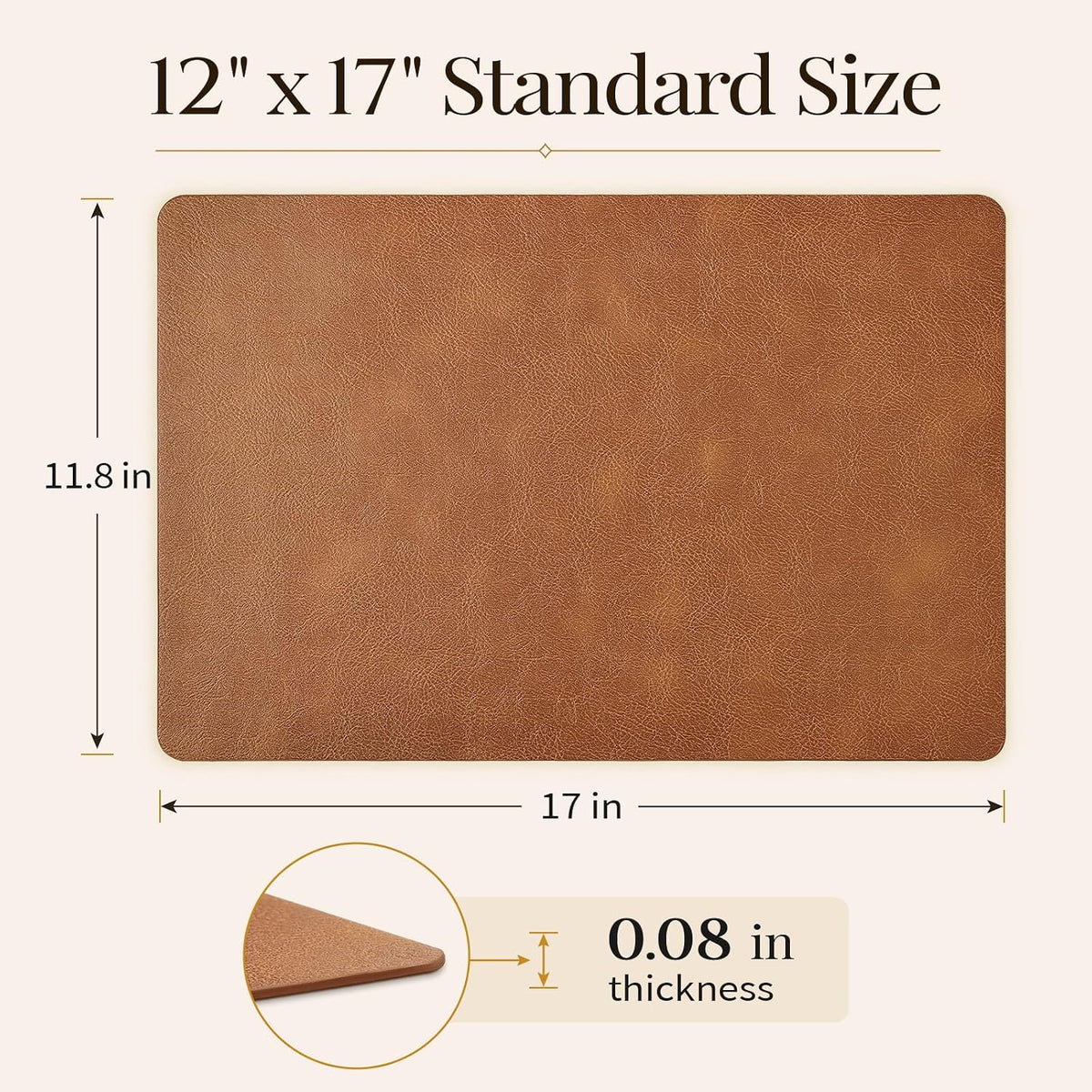 Homaxy Vinyl Heat Resistant Placemats Set of 6, Reddish Brown