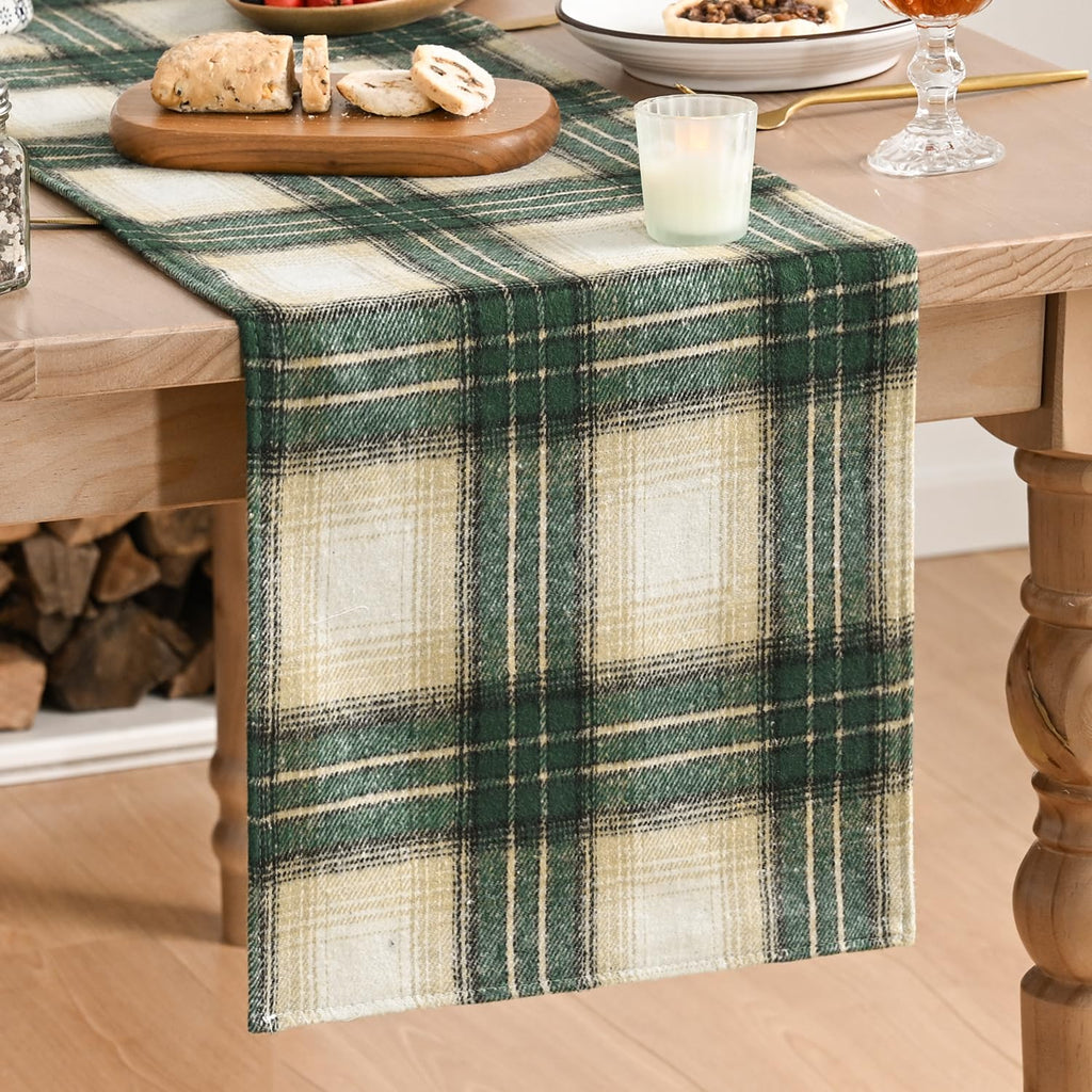 Artoid Mode Rust Farmhouse Plaid Fall Table Runner 13x72 Inch