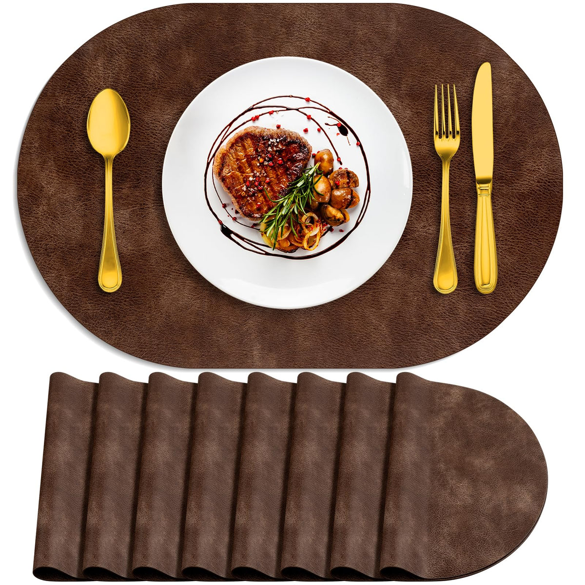 ADRIMER Placemats, Heat Resistant Oval Place Mats Set of 4 Easy to Clean