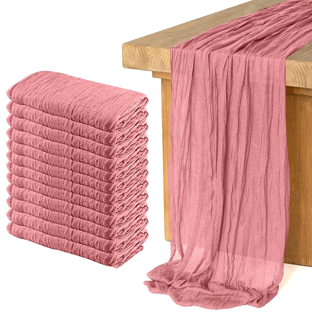 12 Pack Cheesecloth Table Runner, Runner Gauze Boho Wedding Decor Romantic Table Runner for Wedding Birthday Party(35" x 118") (Terracotta)