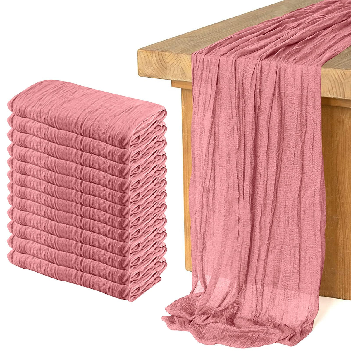 12 Pack Cheesecloth Table Runner, Runner Gauze Boho Wedding Decor Romantic Table Runner for Wedding Birthday Party(35" x 118") (Terracotta)