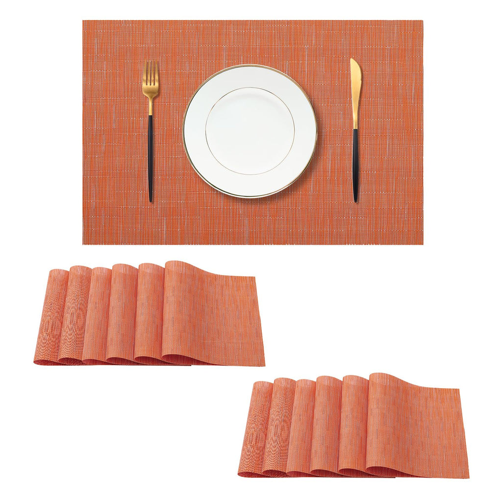 Leetaltree Light Brown Placemats Set of 8 - Heat Resistant Woven Vinyl