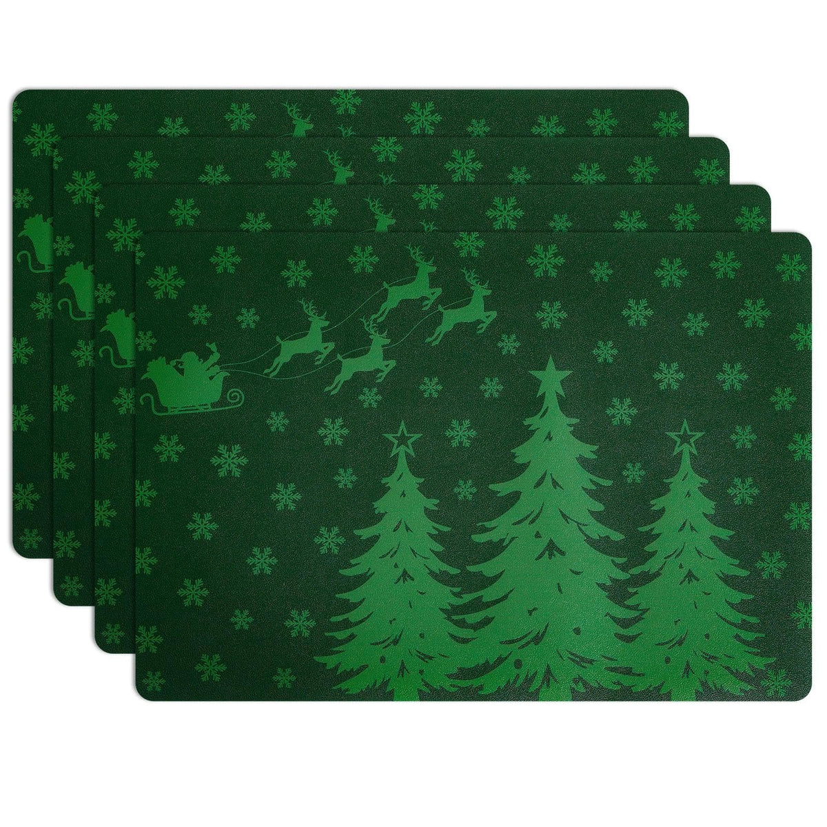 MOSAYT Fall Vinyl Faux Leather Placemats, Set of 6, Reddish Brown
