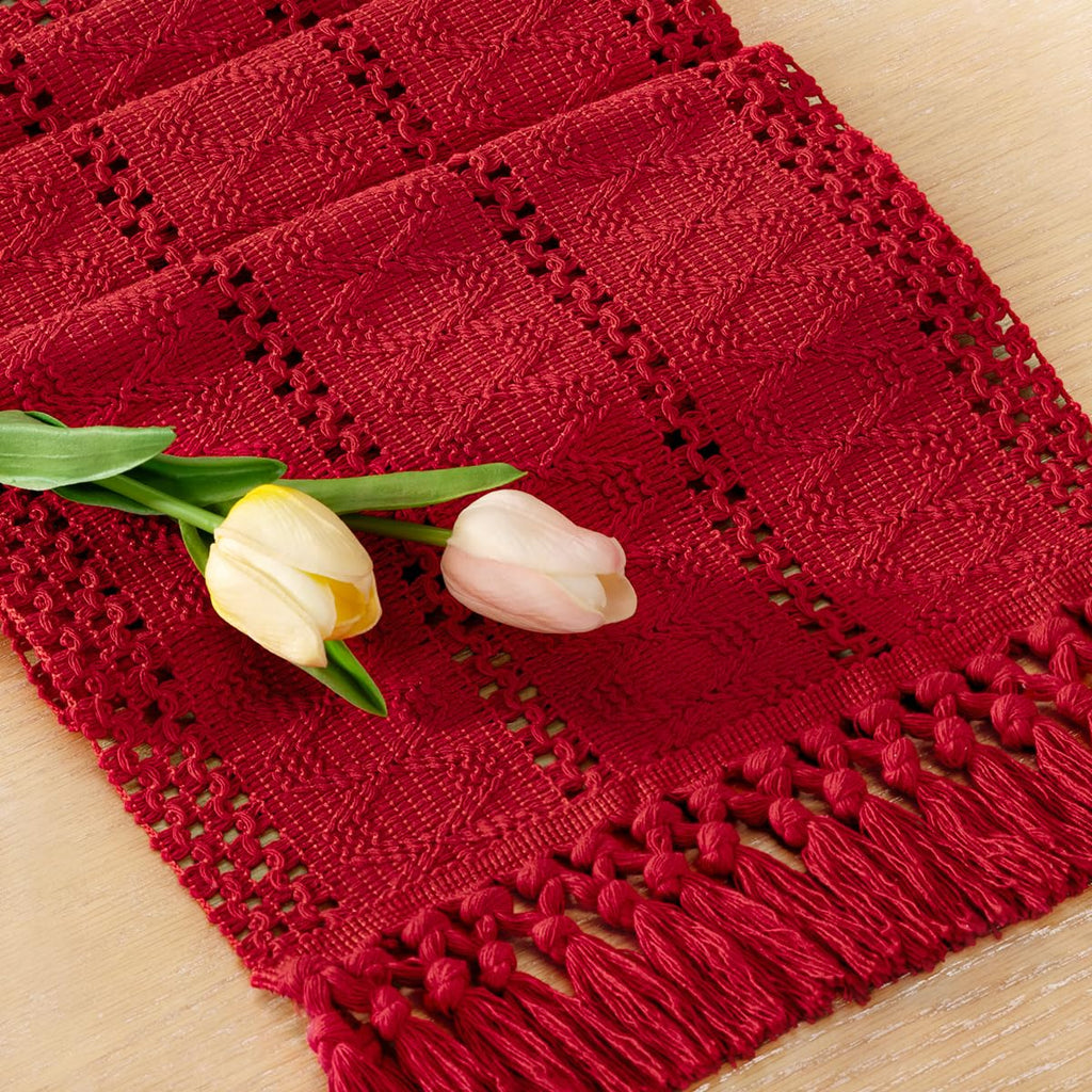 Boho Table Runner Fall Farmhouse Burlap Dining Dresser Scarf Home Decor
