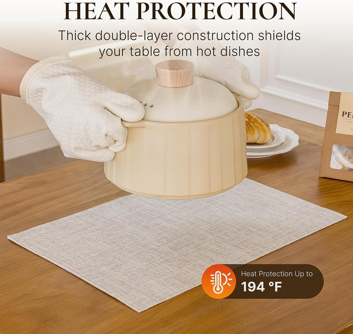 Placemats Set of 4 Machine Washable Cloth Table Mats, 12x18 Inch