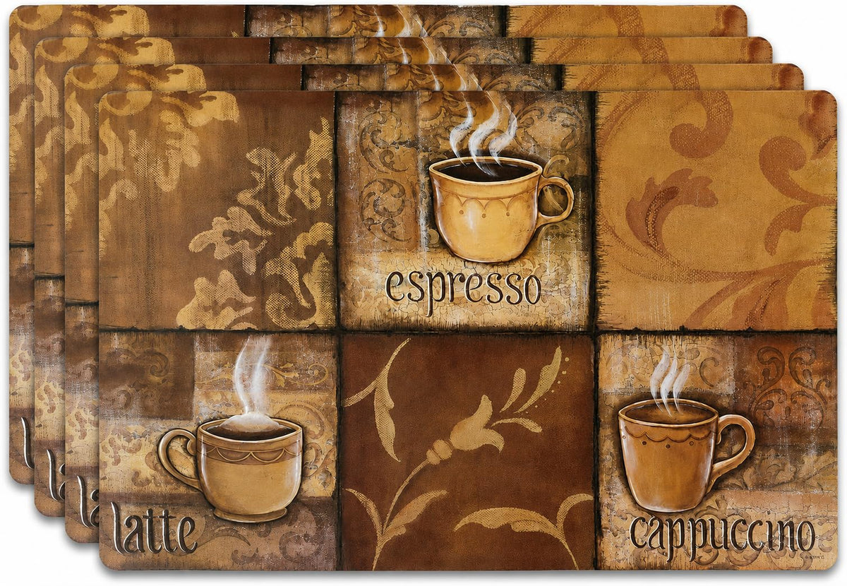 Vinyl Rectangular Placemats Set of 4 - Non Slip Place Mats Ideal for Indoor and Outdoor Dining Table - Washable and Heat Resistant Table Mat for Kitchen Tables (Live Laugh Love)