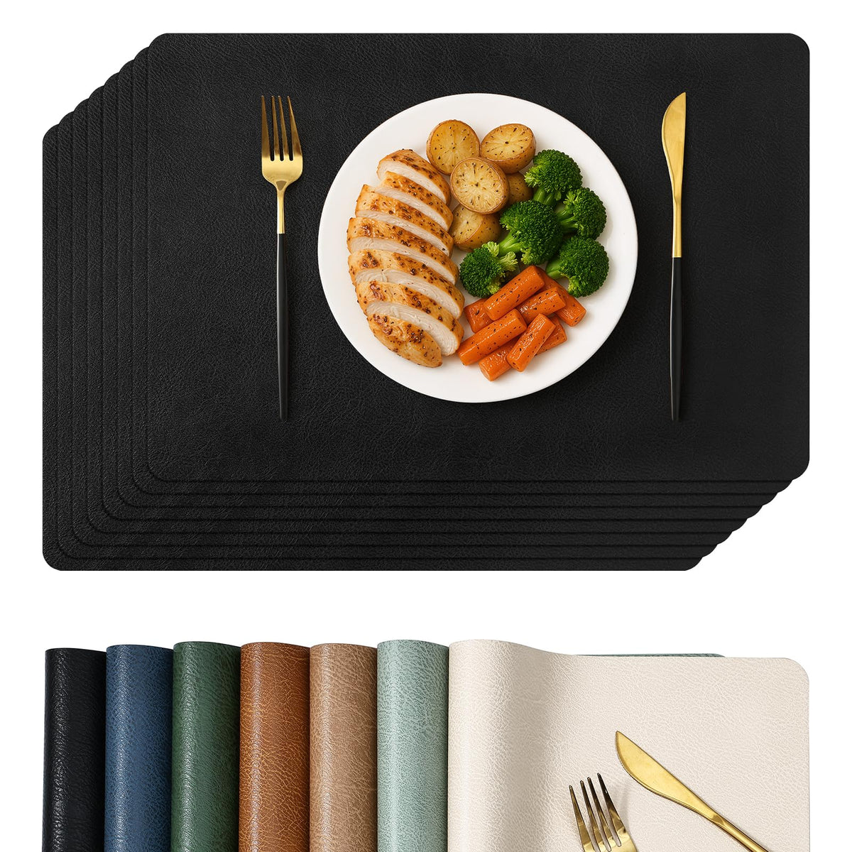Homaxy Vinyl Heat Resistant Placemats Set of 6, Reddish Brown