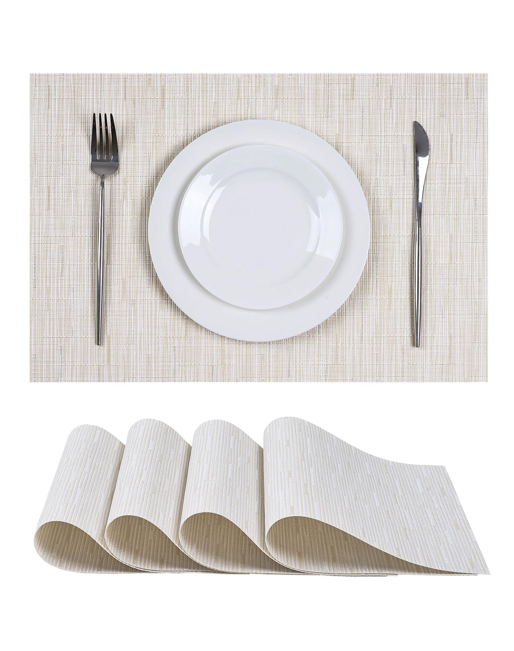 Leetaltree Light Brown Placemats Set of 8 - Heat Resistant Woven Vinyl