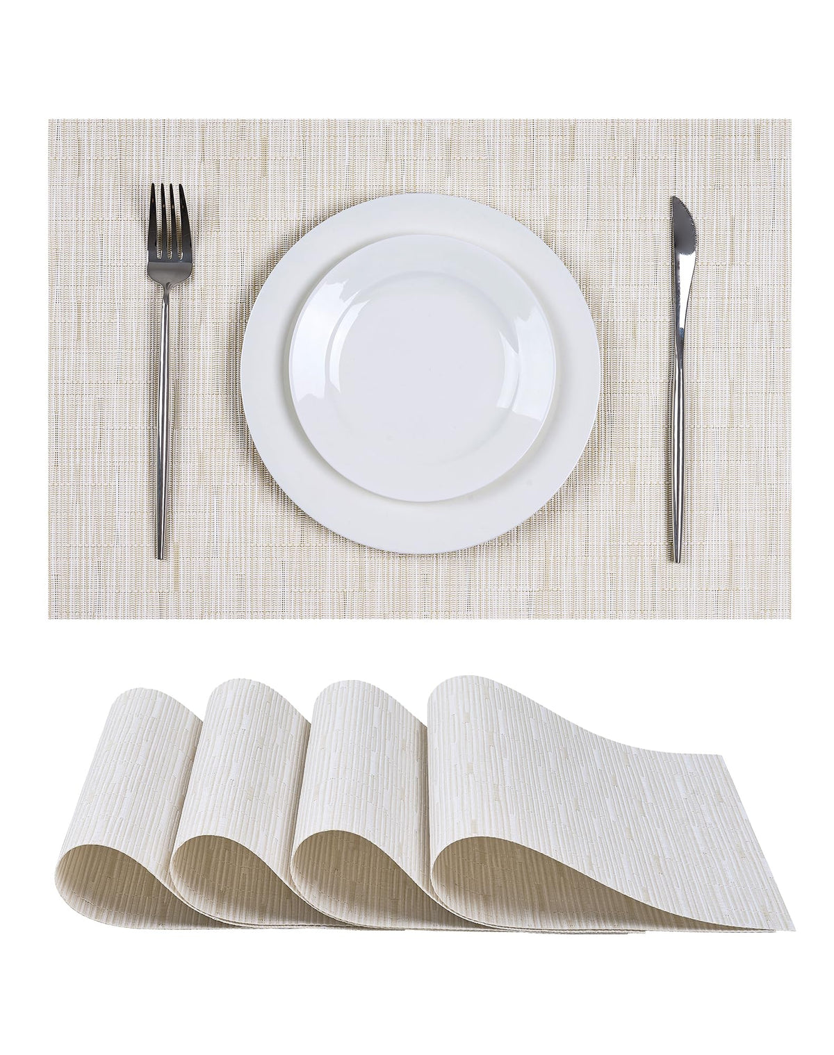 Leetaltree Light Brown Placemats Set of 8 - Heat Resistant Woven Vinyl