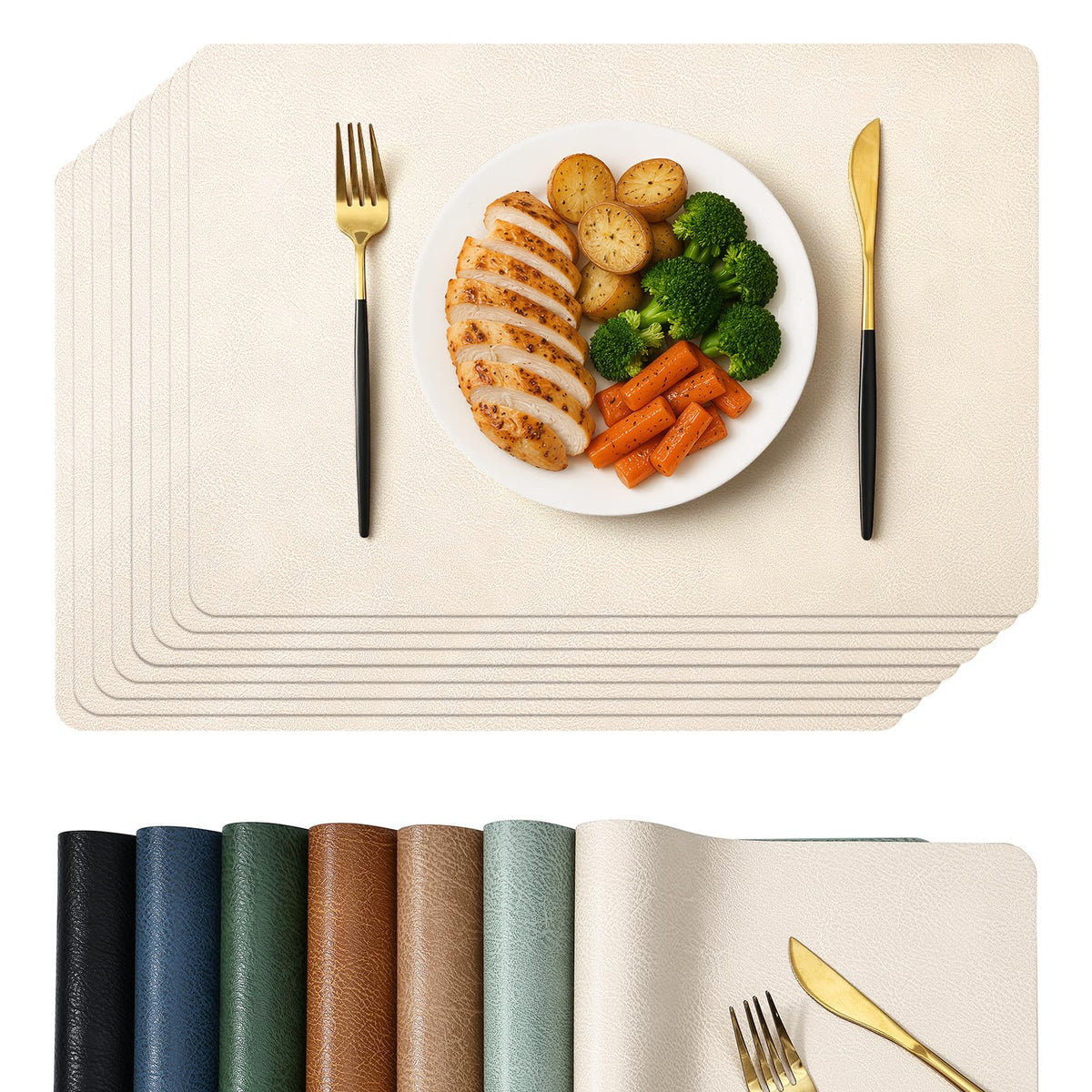Homaxy Vinyl Heat Resistant Placemats Set of 6, Reddish Brown