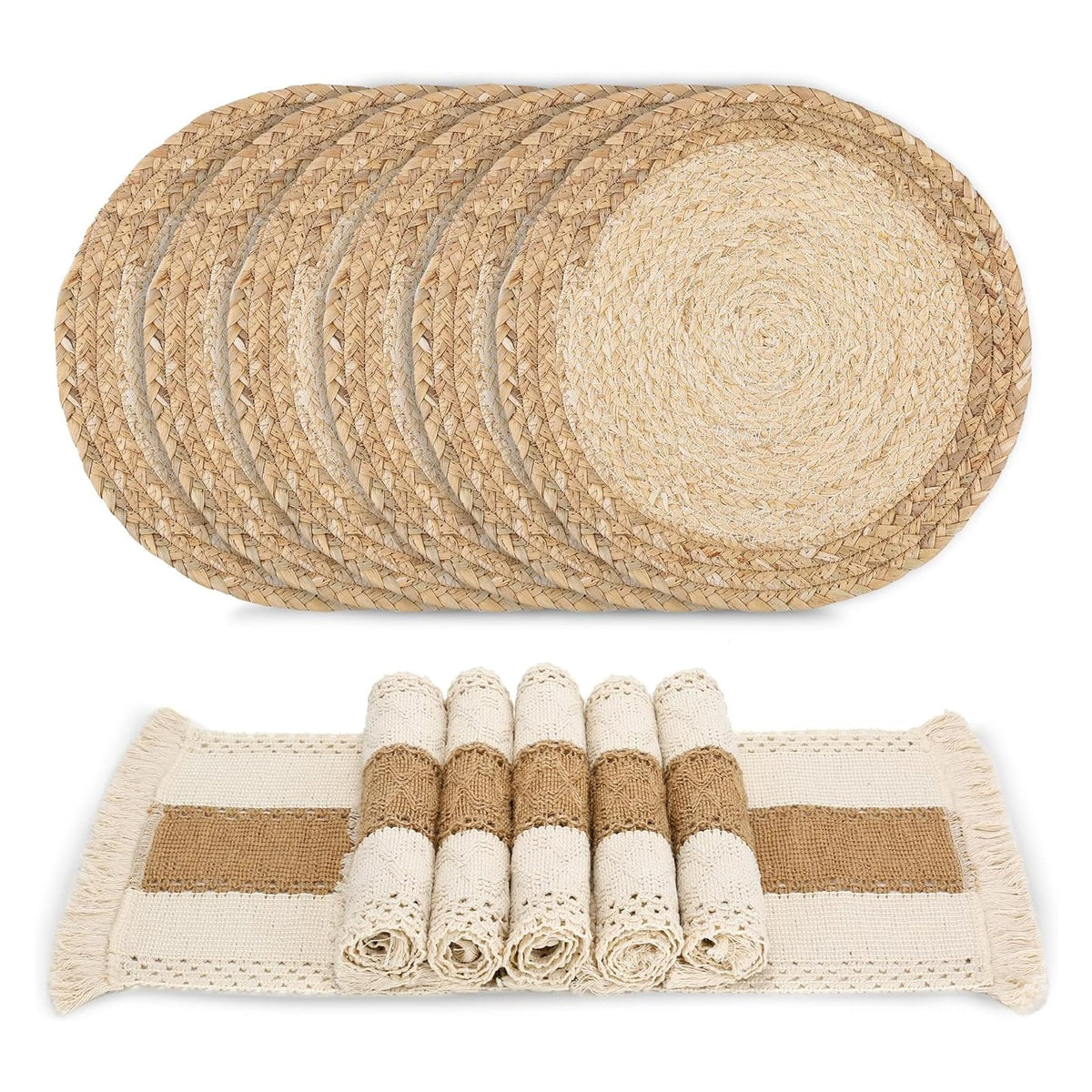 Placemats Set of 6 with 6 PCs Round Placemats and 6 PCs Table Mats