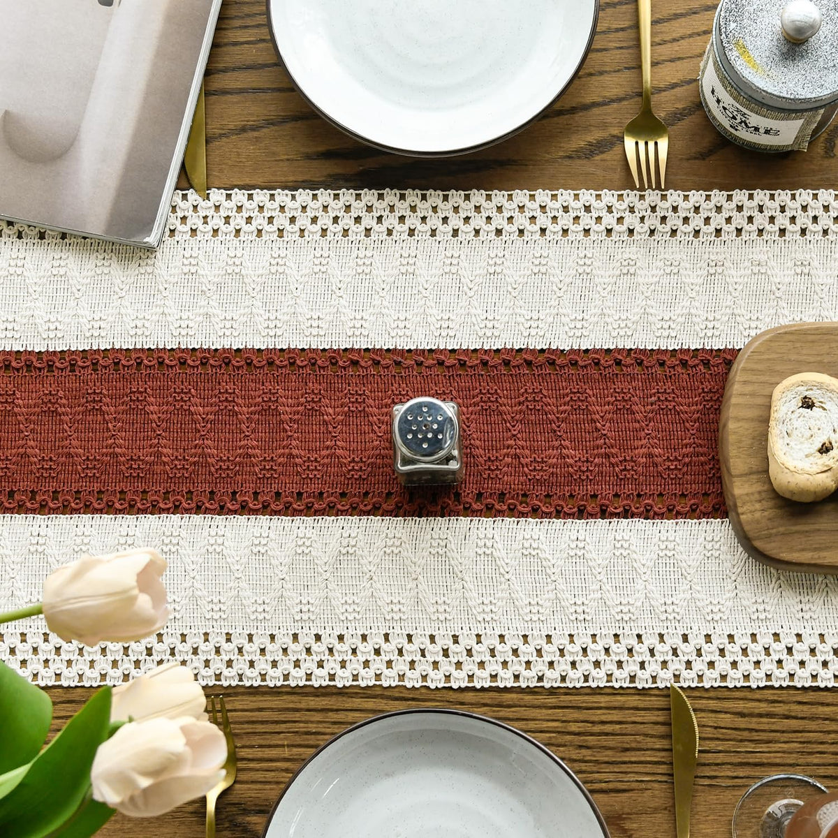 Artoid Mode Caramel Farmhouse Rustic Table Runner 12x72 Inch