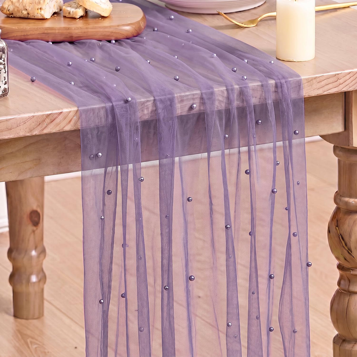 Artoid Mode 6-Pack Pearl Beige Gauze Table Runner 10FT Home Decor