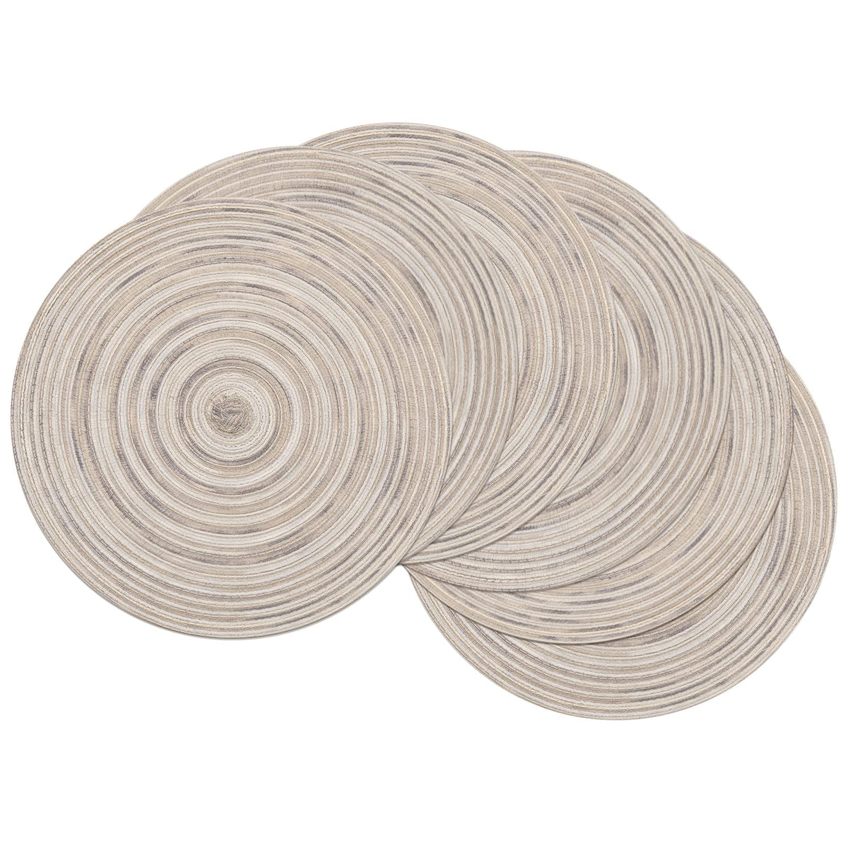 SHACOS Round Braided Placemats Set of 4 Dining Table Placemats 15 inch Circle Place Mats Easy to Clean Table Mats Indoor Outdoor, Blue Gray